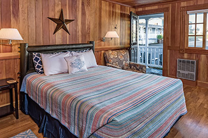 The sleeper room bed at the Whistling Winds Lincoln City