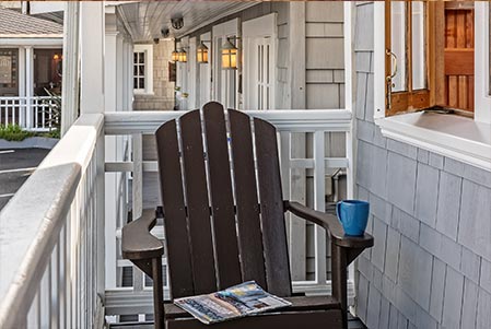 Front porch of whistling winds motel room